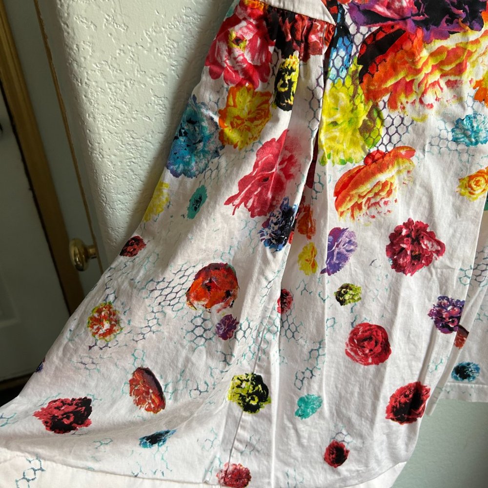 Prabal Gurung for Target Dress Size 2 Floral Abstract White Skater Pinup Retro - Picture 4 of 11